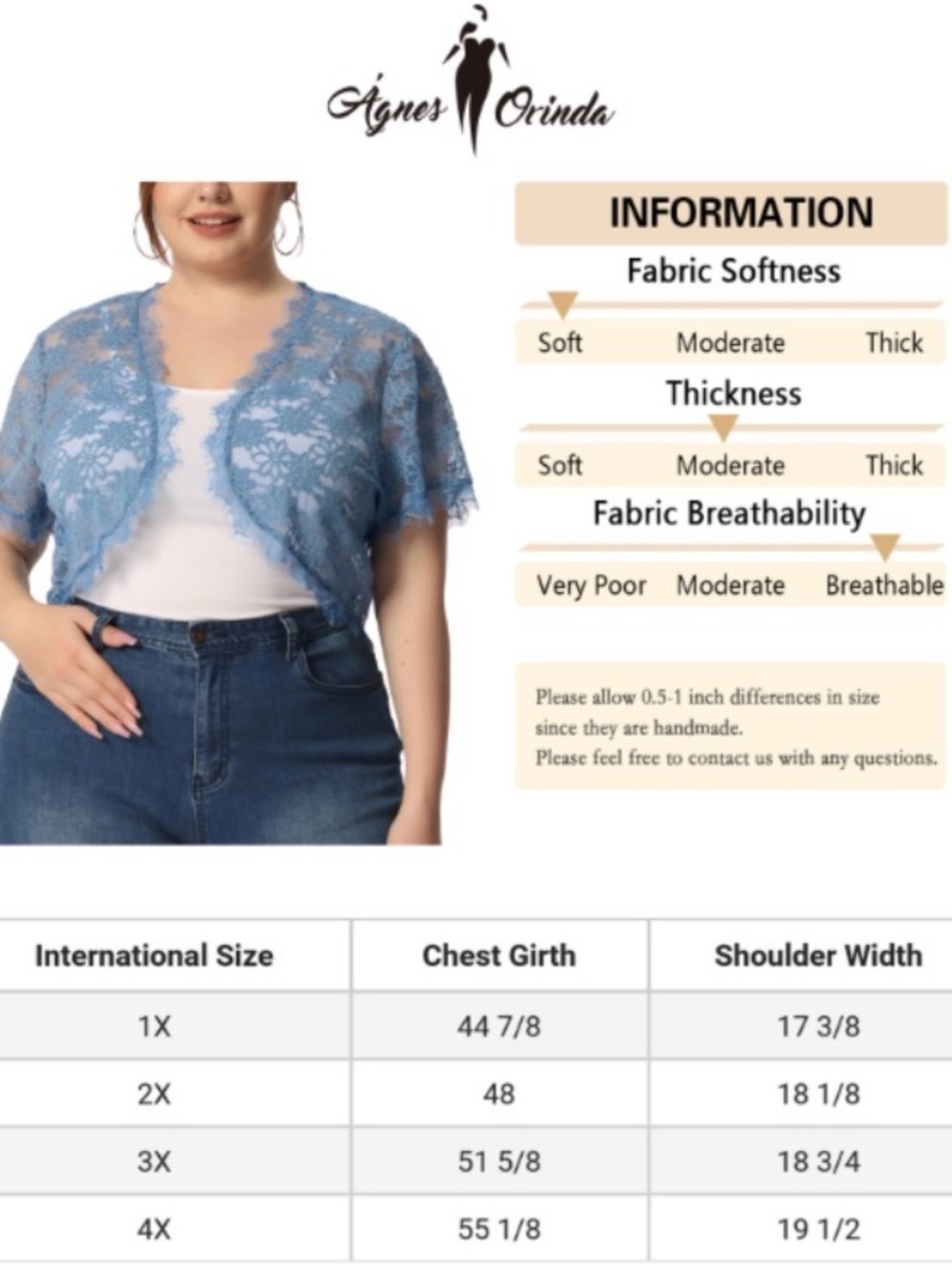 Plus Size Elegant Short Sleeve Sheer Floral Lace Bolero Shrug Top, Blue, Size 4X - Picture 5 of 11